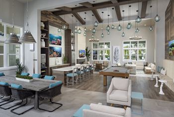 Club room with billiards 